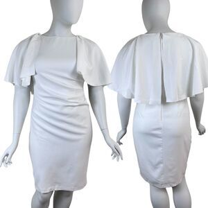 Marina Women Size 12 Ivory Cape Minimalist Sheath NEW Dress Bodycon Contemporary
